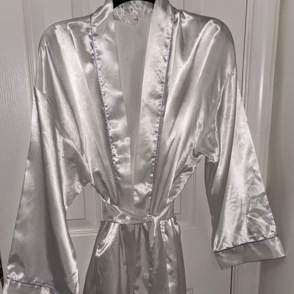 Women’s White Satin Long Robe